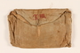 Beige purse with cross stitched initials used by a Jewish woman in hiding