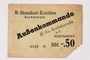 Buchenwald Aussenkommando scrip for SS Ko. Rottleberode, -.50 Reichsmark