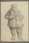 Drawing by Alexander Bogen of a partisan wearing heavy winter clothes and a hat with a five-pointed star, pointing a machine gun