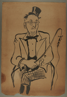 2003.361.4 front
Drawing of Jewish Council member as circus ringmaster drawn by camp inmate

Click to enlarge