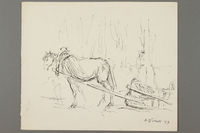2005.181.87 front
Drawing by Alexander Bogen of a horse pulling a sledge past woods with an armed man standing among the trees

Click to enlarge