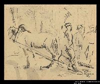 2005.181.89 front
Drawing by Alexander Bogen of three armed partisans standing by a horse in harness

Click to enlarge