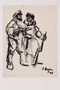 Drawing by Alexander Bogen of two armed partisans standing together