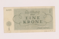 2005.517.7 back
Theresienstadt ghetto-labor camp scrip, 1 krone note

Click to enlarge