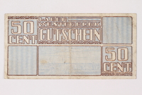 1988.64.8.30 front
Westerbork transit camp voucher, 50 cent note

Click to enlarge