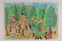 Autobiographical painting of a partisan on horseback leading soldiers on a march through the forest