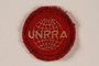 UNRRA embroidered patch worn by a survivor and DP camp relief worker