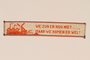 Victory ribbon distributed by Canadian troops in the Netherlands given to a young child who had lived in hiding