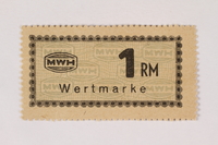 2003.413.64 front
Holleischen subcamp scrip, 1 Reichsmark note

Click to enlarge