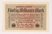 2003.413.103 front
Weimar Germany Reichsbanknote, 50 million mark

Click to enlarge