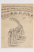 2001.3.6 front
Postwar sketch of inmates in a food line inscribed to a Czech Jewish survivor

Click to enlarge