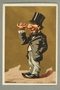 Caricature of a Jewish man in a top hat with exaggerated facial features
