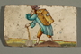 Faience tile with an image of a Jewish peddler with a large box on his back