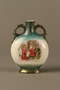 Hand painted vase with a scene of Portia and Shylock in the courtroom