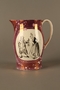 Gray's Pottery pitcher with two Henry Heath transfer printed images of Jewish peddlers