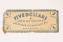 Deggendorf displaced persons camp scrip, 5-dollar note, acquired by a former director