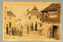 Painting of a Jewish shtetl with a group of children going to school