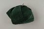 Green corduroy hat worn by a Hungarian Jewish woman