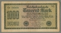 Weimar Germany, 1000 mark note, with antisemitic overprint