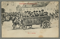 2016.184.720 front
Postcard illustration of a cart of Munkacs Hasidim arriving for a wedding

Click to enlarge