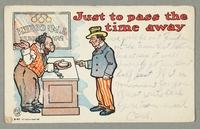 2016.184.738 front
Inscribed postcard of a Jewish pawnbroker & customer with a watch

Click to enlarge