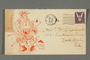 Envelope with a cartoon of the Statue of Liberty hitting Hitler with her torch