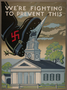 US war poster of a Nazi boot crushing a church