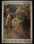 US war bonds poster with Rockwell painting of people of different faiths to promote freedom of worship