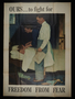 US war bonds poster of a Rockwell painting depicting a couple checking on their sleeping children