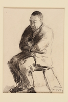1991.245.3 front
Black crayon and pencil drawing of a man seated on a chair with his arms folded across his chest

Click to enlarge