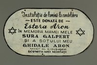2016.486.1 side A
Painted metal plaque memorializing Romanian Jews killed in the Holocaust

Click to enlarge