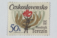 2016.496.15 front
Czechoslovakian commemorative Theresienstadt Memorial postage stamp, 50h, acquired by a former German Jewish inmate

Click to enlarge
