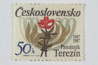 2016.496.17 front
Czechoslovakian commemorative Theresienstadt Memorial postage stamp, 50h, acquired by a former German Jewish inmate

Click to enlarge