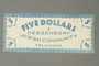 Deggendorf displaced persons camp scrip, 5 dollars, acquired by a US soldier