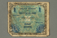 2017.226.2 front
Allied Military, 1 mark note, acquired by American soldier assigned to Nuremberg Trials

Click to enlarge