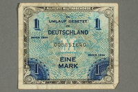 2017.226.8 front
Allied Military, 1 mark note, acquired by American soldier assigned to Nuremberg Trials

Click to enlarge