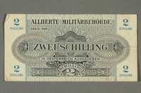 2017.226.9 front
Allied Military Authority, 2 schilling note for use in Austria acquired by American soldier

Click to enlarge