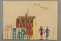 Drawing of a house and people created by a Jewish Austrian child
