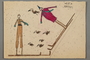 Drawing of two skiers created by a Jewish Austrian child