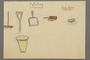 Drawing of cleaning items entitled "Putztag" (Cleaning Day) created by a Jewish Austrian child