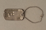 Military dog tags issued to Harry Lindauer