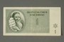 Theresienstadt ghetto-labor camp scrip, 1 krone note issued to a German Jewish inmate