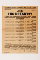 2014.508.1 front
Text only poster announcing restrictions on Jews in Budapest

Click to enlarge