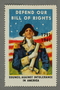 Poster stamp celebrating the sesquicentennial of the Bill of Rights