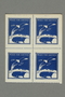 Set of four poster stamps with a dove of peace flying above America