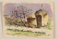 2012.471.93 front
Watercolor of two haystacks and a pink flowering tree by a Jewish soldier, 2nd Polish corps

Click to enlarge