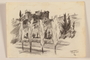 Pencil sketch of four Italian cypresses and a nearby castle by a Jewish soldier, 2nd Polish corps