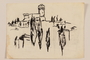 Ink drawing of a hilltop castle created by a Jewish soldier, 2nd Polish corps