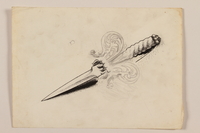 2012.471.61 front
Sketch of a straight, double edged dagger with a scrollwork crossguard by a Jewish soldier, 2nd Polish Corps

Click to enlarge
