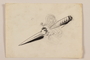 Sketch of a straight, double edged dagger with a scrollwork crossguard by a Jewish soldier, 2nd Polish Corps